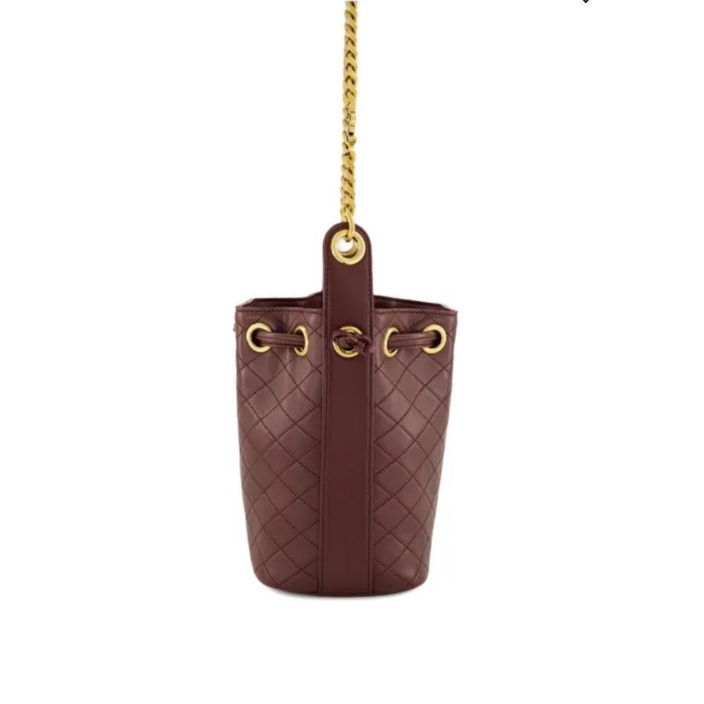 Saint Laurent Cassandre Mini Quilted Leather Bucket Shoulder Bag in Burgundy NWT - Picture 4 of 12